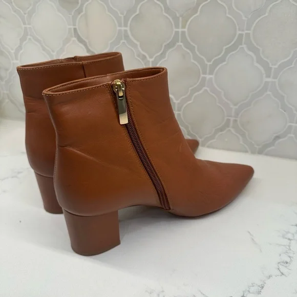 L'AGENCE Chestnut Leather Ankle Booties - Picture 2 of 7